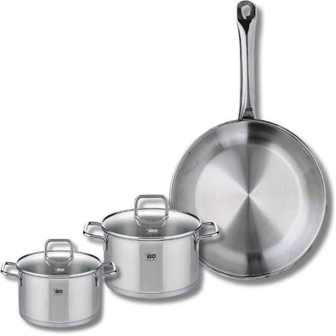 Set van 1 Koekenpan 28 cm en 2 kookpotten 14 en 16 cm Elo Profi Citrin