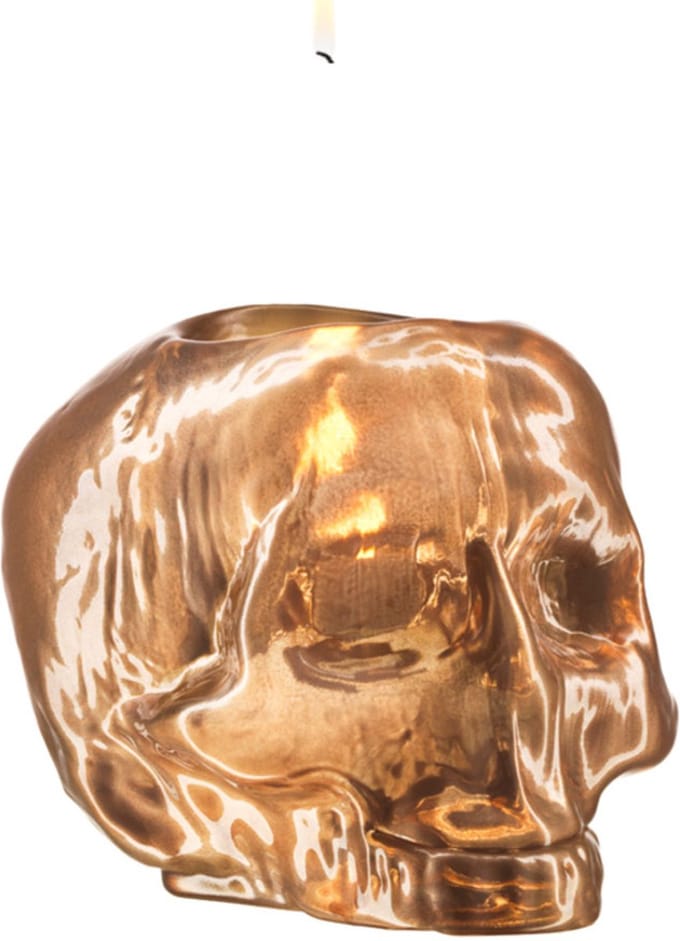 Kosta Boda Still Life Waxinehouder schedel metallic koper - 115mm