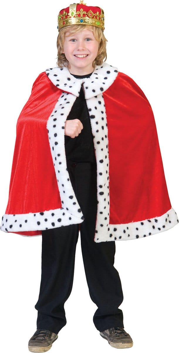 Verkleedpak cape rood Koningsmantel jongen King Arthur 140
