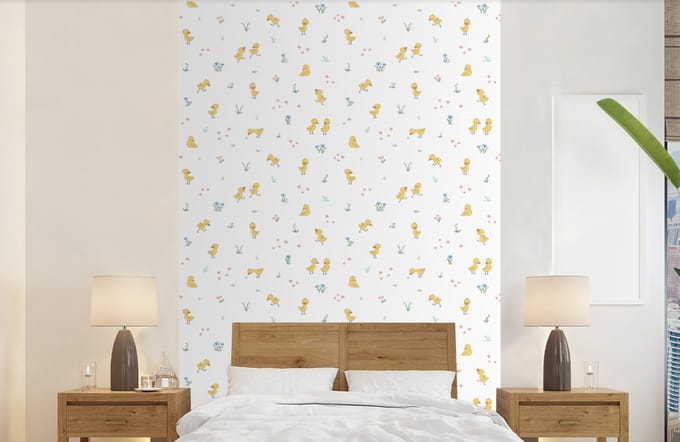 Behang - Fotobehang Eend - Baby - Dieren - Breedte 140 cm x hoogte 220 cm