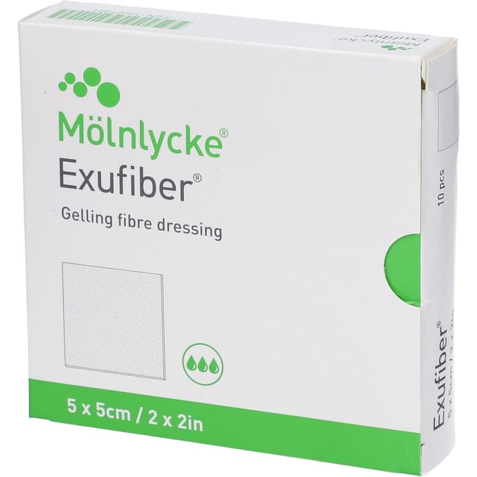 Mölnlycke Exufiber Gelvormend Vezelverband 5x5cm 10 Compressen