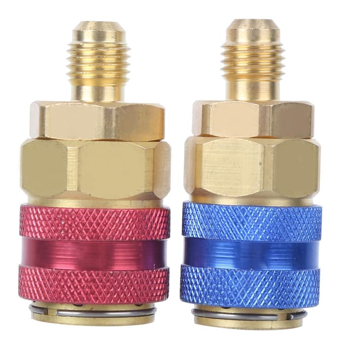 Airconditioning Snelkoppeling Connector Messing Adapters voor R134A Hoog Laag Rood Blauw Zijkant