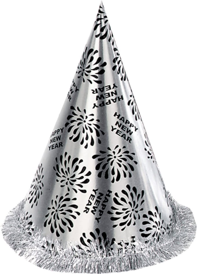 1x Zilveren feesthoedje Happy New Year