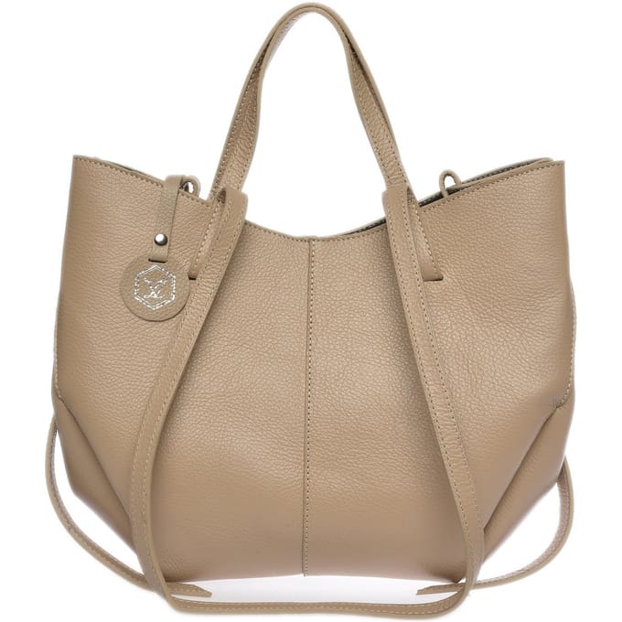 Luisa Vannini Beige Rundleer Tas