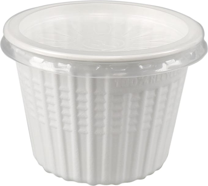 Herbruikbaar Snack- en soepbekers, PP 500 ml Ø 11,5 cm · 8,5 cm wit met deksel (25 stuks)
