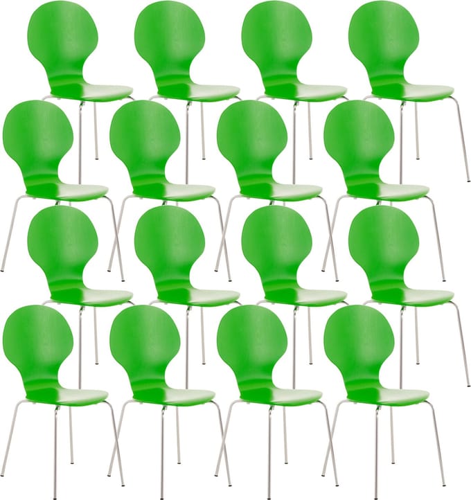 CLP Diego Set van 16 bezoekersstoelen Hout/groen