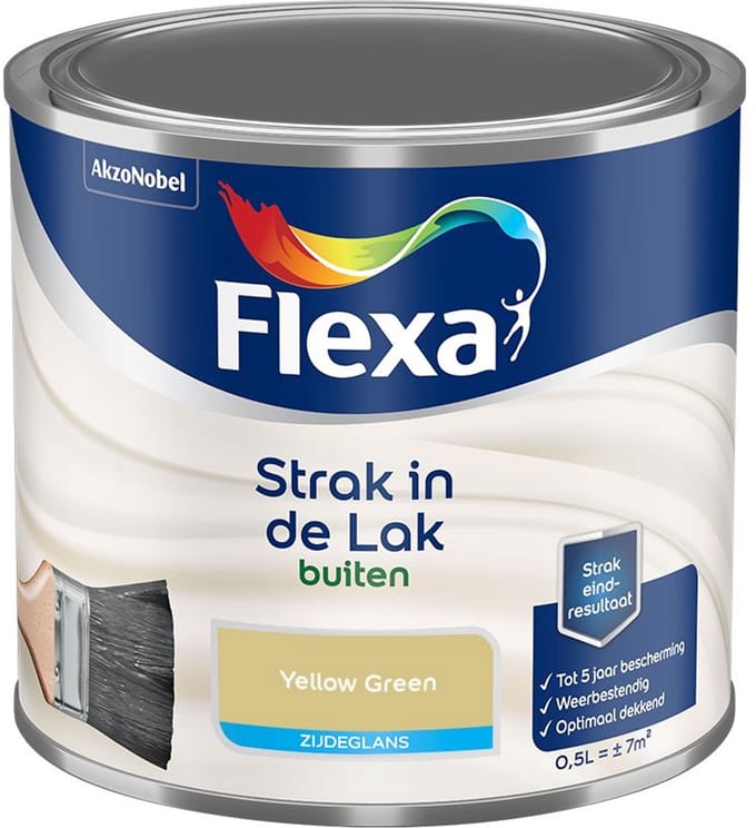Flexa - Strak In De Lak Buitenlak Zijdeglans - Yellow Green - Mengverf - 500 Ml