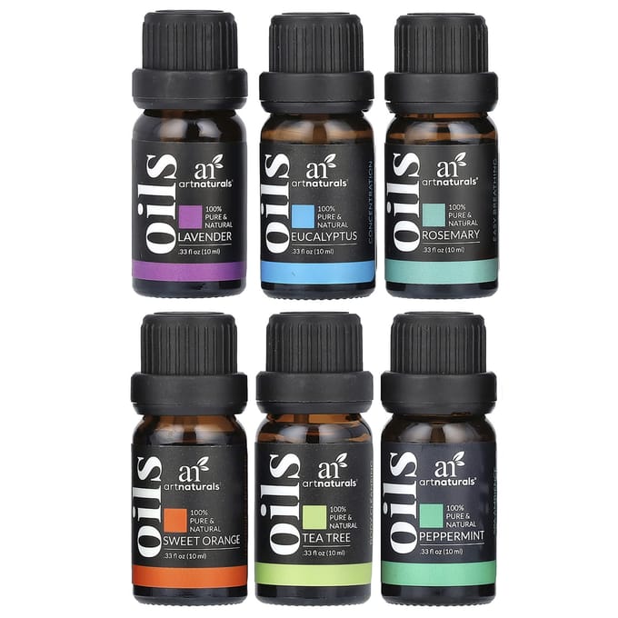 Set of 6 popular essential oils, set of 6, 10 ml (0.33 fl oz) each