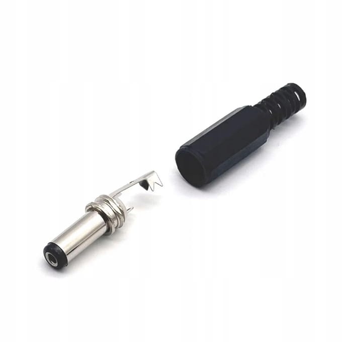 DC vrouwelijke connector 5,5/2,1 mm gesoldeerd op kabel