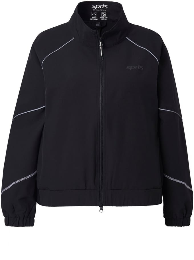 Ulla Popken - Dames - Functioneel trainingsjack opstaande kraag 2-wegrits - Zwart - Maat 50+