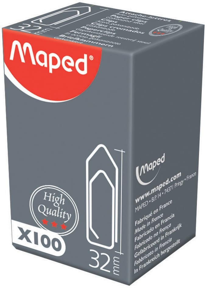 Maped paperclips, gegalvaniseerd, 32 mm, spits, kleinverpakking