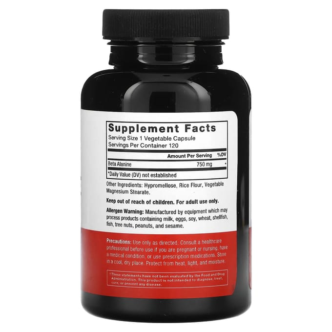 Force Factor, Beta Alanine, 750mg, 120 Veggie Capsules