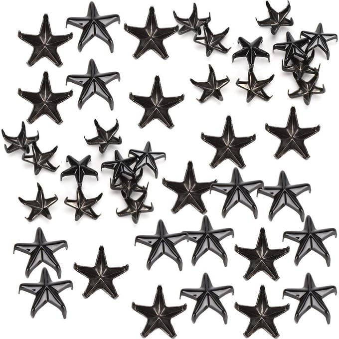 200 stuks Sterklinknagels 5-puntige Ster Klauwnagels DIY Tassen Hoeden Decoratie Accessoires 10MM Zwart black