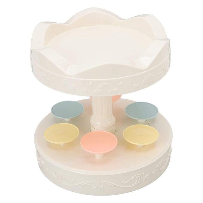 Machine à Desserts Rotative Présentoir à Desserts Rotatif Automatique Double Couche Assiette de Présentation pour Cupcakes white