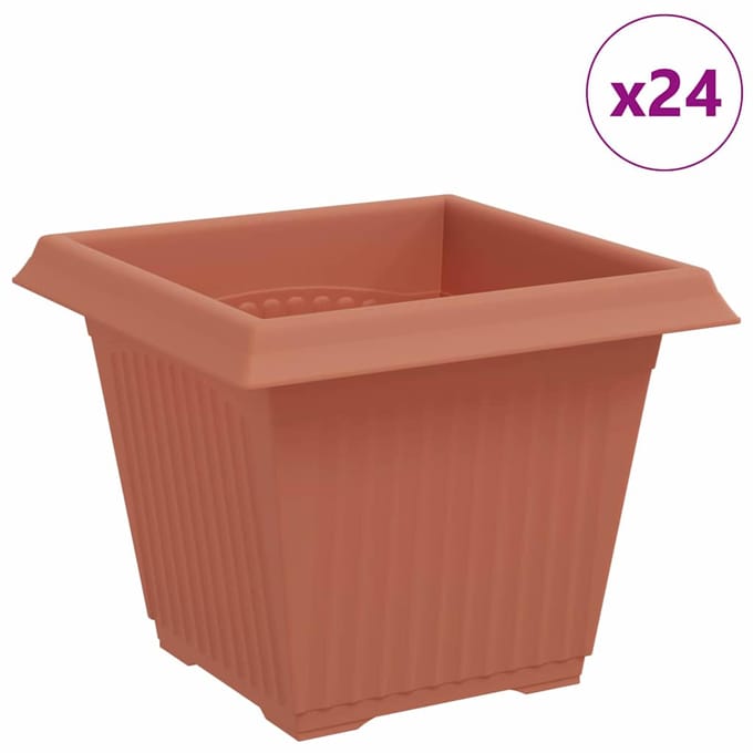 vidaXL - Vierkante - Bloempot - 24 - st - Baksteenrood - 20 - x - 20 - x - 16 - cm - Kunststof