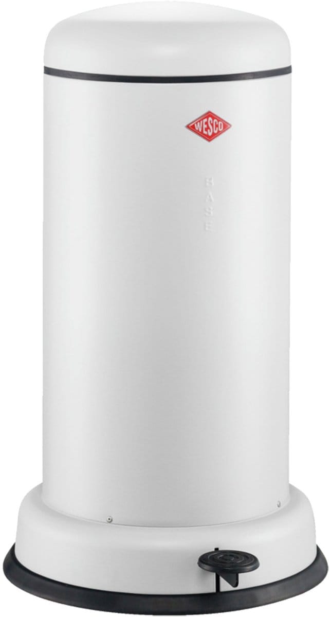 WESCO Baseboy Prullenbak met Soft Close | 20 Liter | Metaal - Mat wit | Pedaalemmer