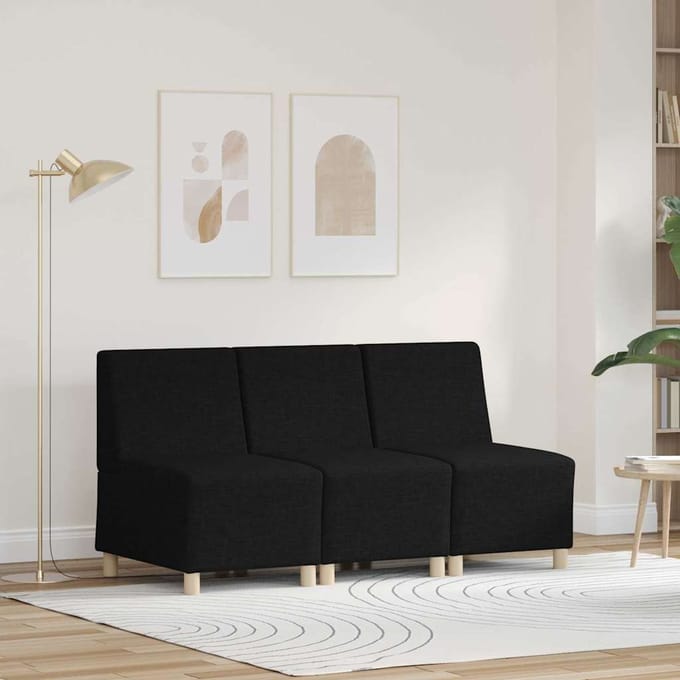 vidaXL Modulaire Sofa Eenheid Armless 3 pcs Zwart 55 x 74 x 82 cm Stof