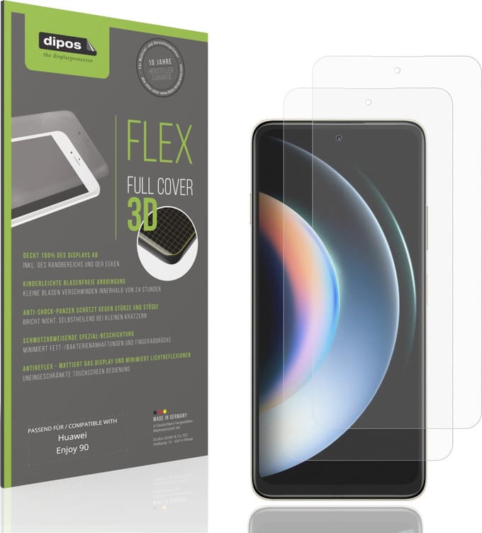 dipos FLEX – 2x Matte Screenprotector geschikt voor Huawei Enjoy 90 | Volledige Schermbescherming | Case-Friendly
