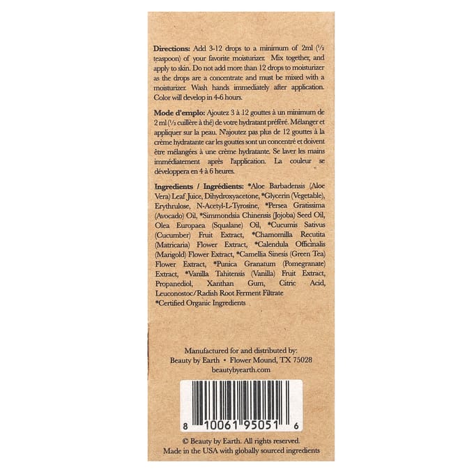 Beauty By Earth, Autobronzant, Gouttes de bronzage, Léger, 1 fl oz (30 ml) black
