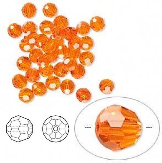 Swarovski Elements, 36 stuks Swarovski ronde kralen, 4mm, red topaz, 5000
