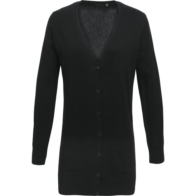 Premier Dames/Dames Longline V Hals Gebreid Vest (Zwart)