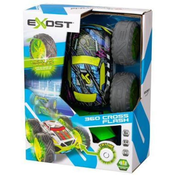 Exost RC 360 Cross Flash Stuntauto groen 1:18 - Flashing wheels - Incl. oplaadbare batterij - RC auto