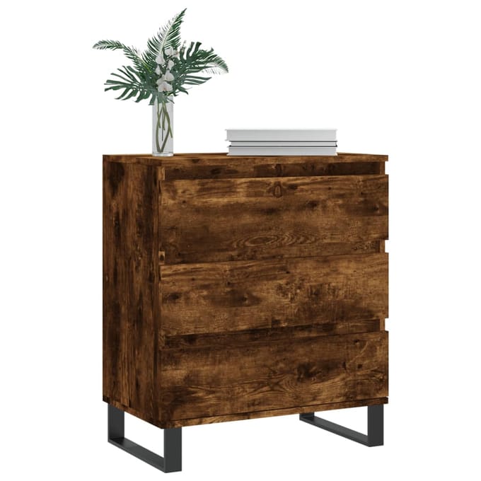 vidaXL - Dressoir - 60x35x70 - cm - bewerkt - hout - gerookt - eikenkleurig