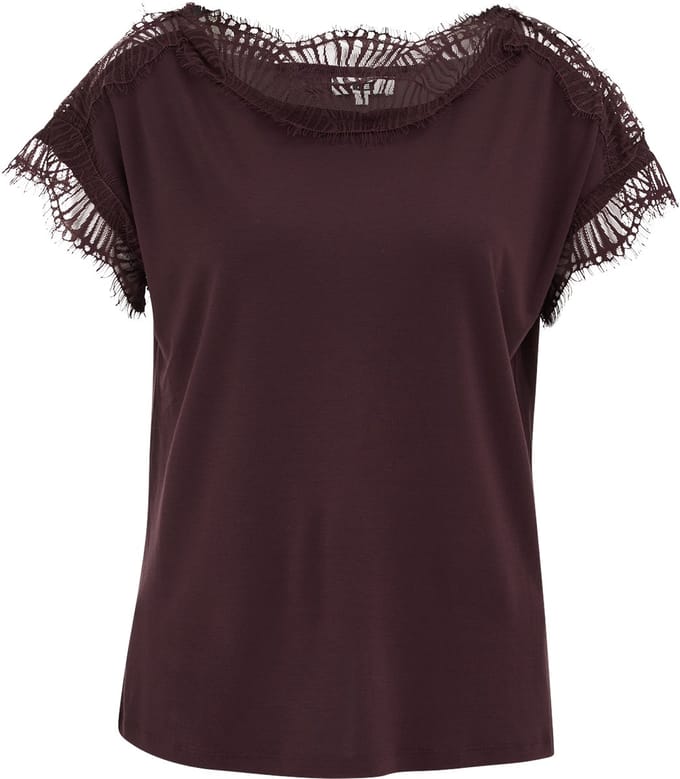 WE Fashion Dames jersey T-shirt met kant