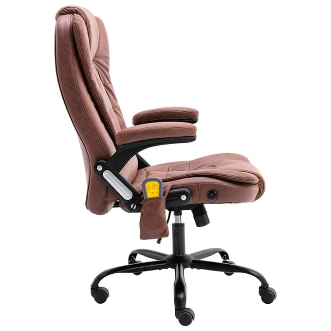 vidaXL - Massagekantoorstoel - kunstsuède - lichtbruin