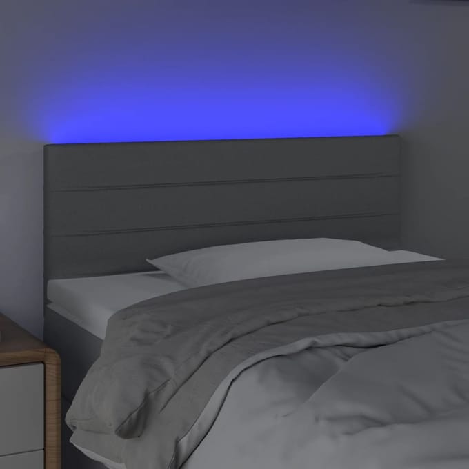vidaXL - Hoofdbord - LED - 90x5x78/88 - cm - stof - lichtgrijs