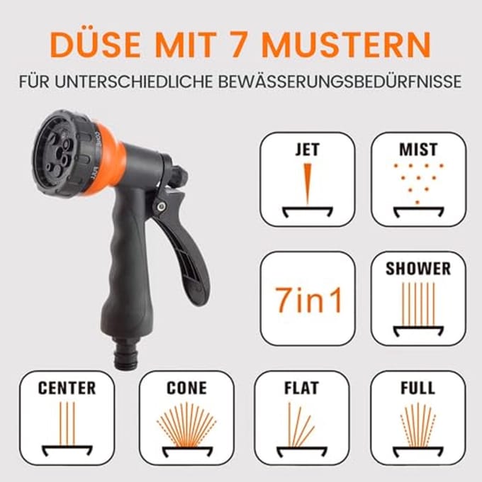 Automatische Tuinslanghaspel 25 m met Multisproeier en Aansluitslang