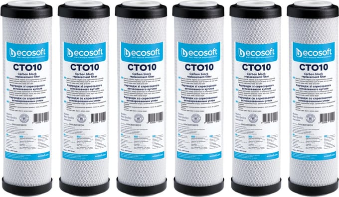 Ecosoft 6 stuks - Aktieve Kool filter - koolfilter - voor 10" filterhuis , carbonfilter - carbon block