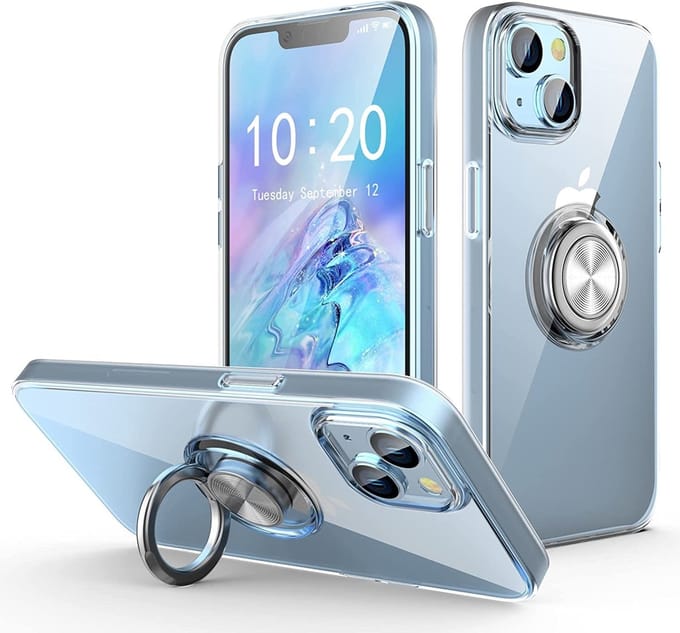 Hoesje Geschikt voor iPhone 14 Plus – Luxe Backcover met Ringhouder - Transparant