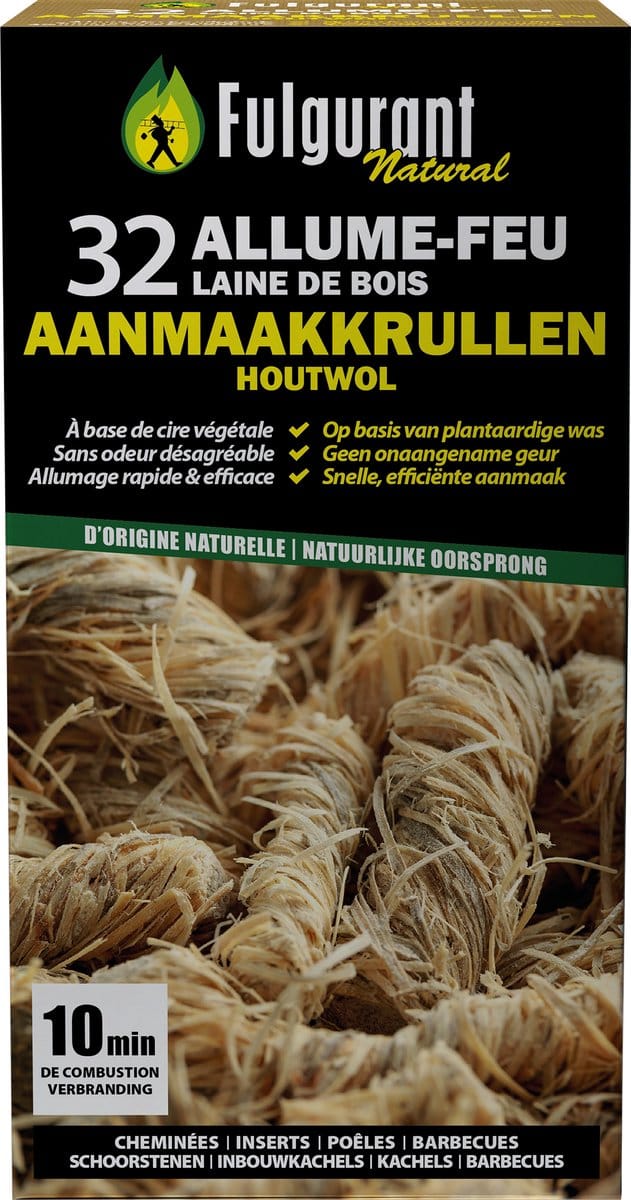 Fulgurant - 32 Houtwol aanmaakkrullen - 100% natuurlijk