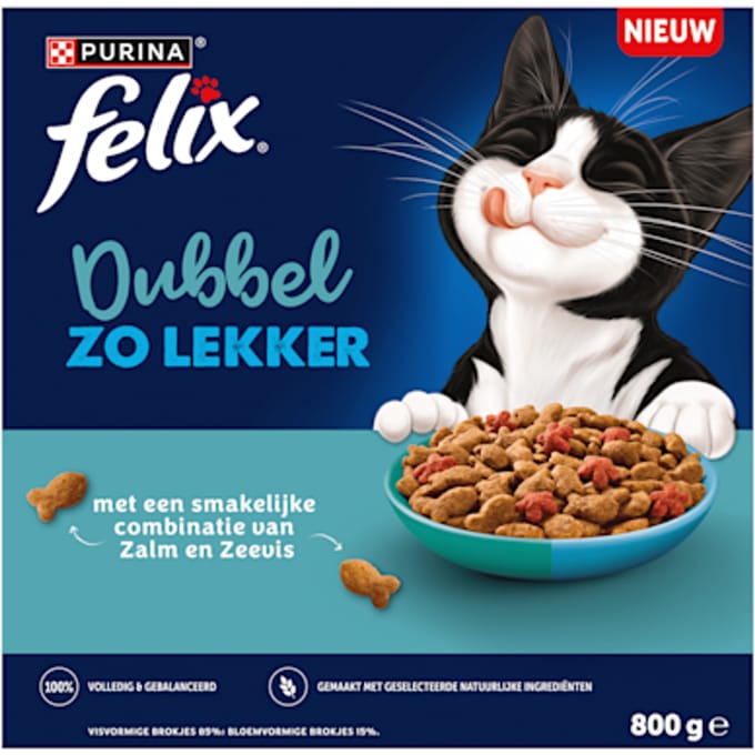 Felix Kattengoed: Dubbel zo lekker zalm, zeevis & rode biet natte huisdierenvoeding voor katten - heerlijke traktatie