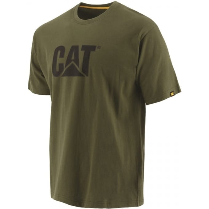 CAT MERK LOGO Heren Katoenen T-Shirt Donkergroen