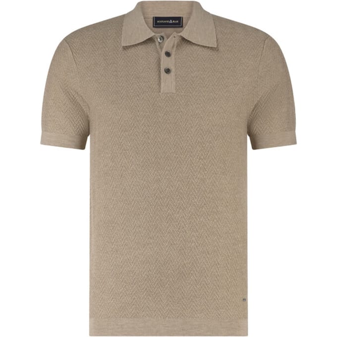 Polo Scotland Blue beige korte mouw kaene knitted