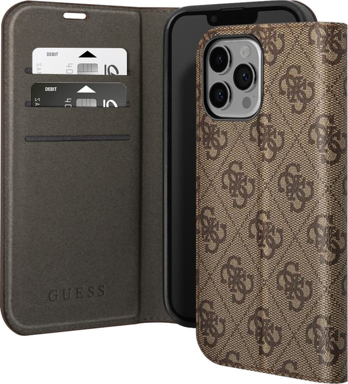 GUESS GUBKP14XHG4SHW iPhone 14 Pro Max 6.7 "brown / brown book 4G Vintage Gold Logo