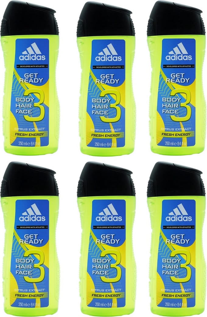 Adidas Douchegel Get Ready - Voordeelverpakking 6 Stuks