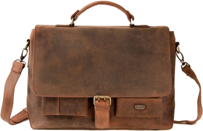 HAROLD'S Leren business tas aktetas Antic Briefcase Nature bruine