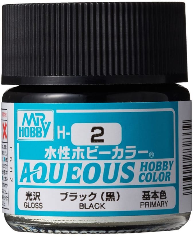 Gunze H-002 - Black Glanzend Ral 9005 - Mr. Hobby Aqueous Modelbouwverf 10ml