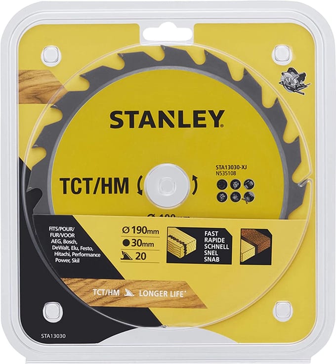 Stanley STA13030 TCT/HM Carbide Saw Blade 190x30mm 20T