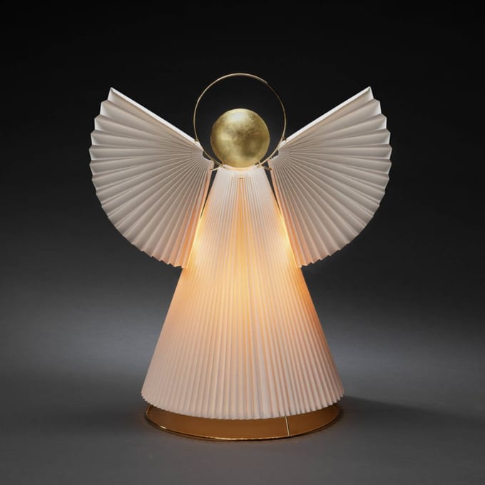 Konstsmide Christmas Sfeerlamp engel van papier E14 wit/messing 54cm