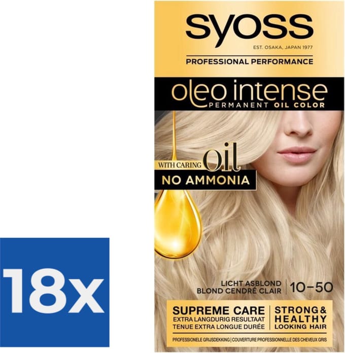 Syoss Oleo Intense - Haarverf - 10-50 - Licht Asblond - 115ml x 18
