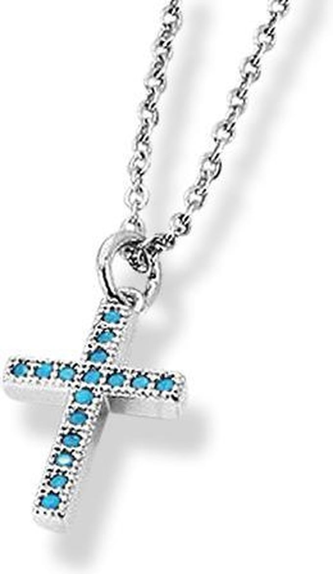 Amanto Ketting Eira - 316L Staal - Turkoois - Kruis - 16x10mm - 50cm