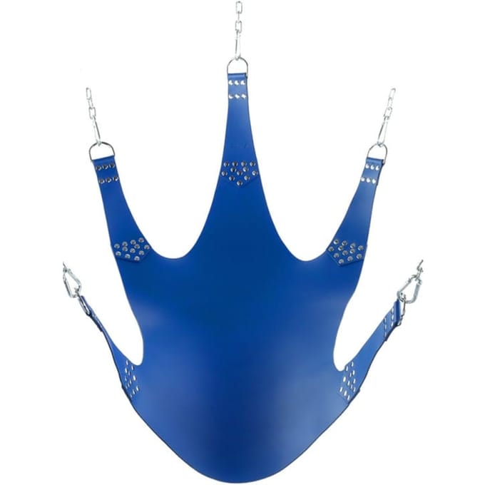 Mr Sling - Comfortabele Lederen Sex Sling - Blauw