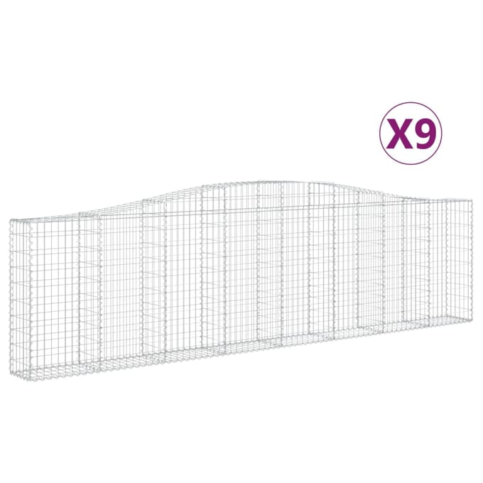vidaXL - Schanskorven - 9 - st - gewelfd - 400x30x100/120 - cm - ijzer