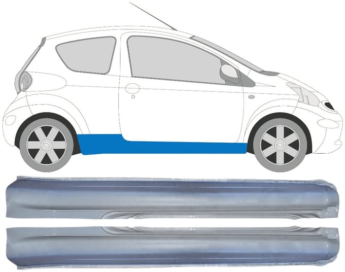 Volledige dorpel voor Toyota Aygo 2005-2012 / Links + Rechts / Set