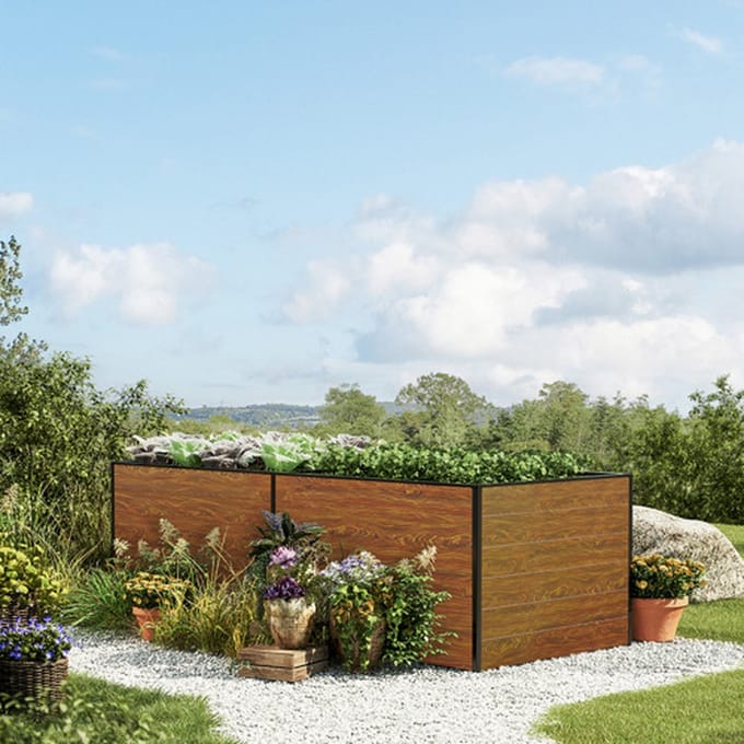 235 x 150 x 77 cm Moestuinbak Kingsize Daniela, Laklaag met houtoptiek