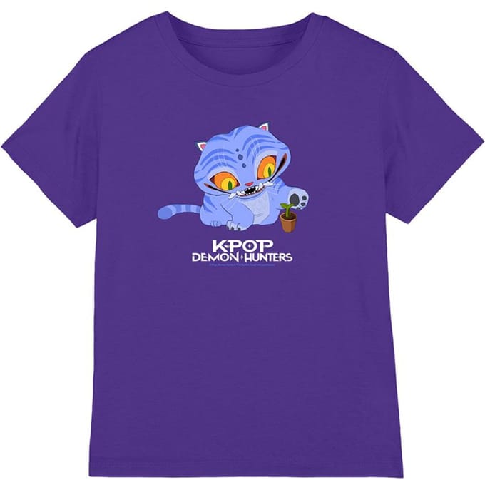 K-Pop Demon Hunters Kinder/Kids Schattig Derpy Tiger T-shirt (Paars)